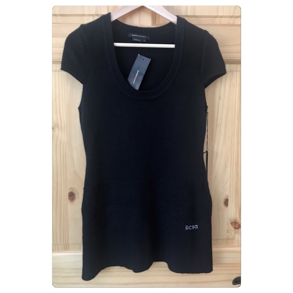 BCBGMAXAZRIA Wool & Angora blend short sleeve sweater dress size L
